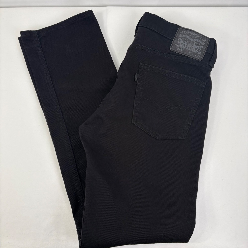Levis 513 Men's Slim Straight Jeans Black Denim Pants 32x34 (33x32.5)
